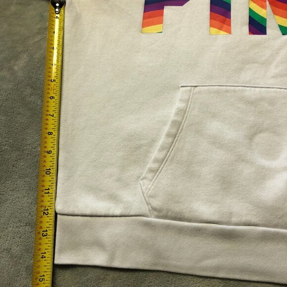 PINK Victoris'a Secret White Quarter Zip Pullover Rainbow Logo Size XL - Picture 8 of 10